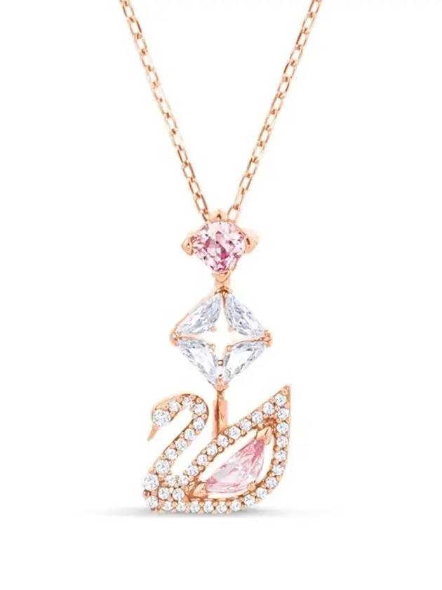 Darjeeling Swan Pendant Necklace Pink Rose Gold - SWAROVSKI - BALAAN 2