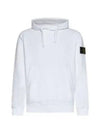 Logo Patch Drawstring Hoodie White - STONE ISLAND - BALAAN 2