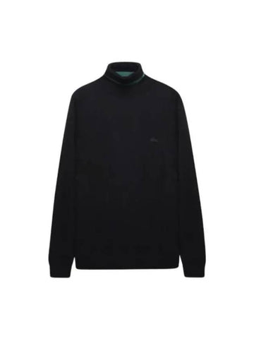 Logo Patch Merino Wool Turtleneck Black - LACOSTE - BALAAN 1