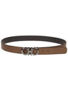 Gancini Reversible Adjustable Leather Belt Cane Sugar Brown Black - SALVATORE FERRAGAMO - BALAAN 3