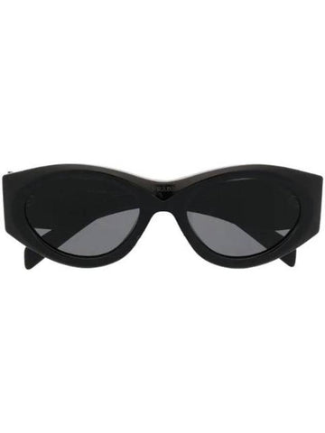 Eyewear Triangle Logo Oval Frame Sunglasses - PRADA - BALAAN 1