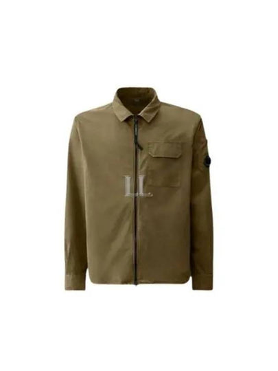 Gabardine Zip Up Long Sleeve Shirt Green - CP COMPANY - BALAAN 2