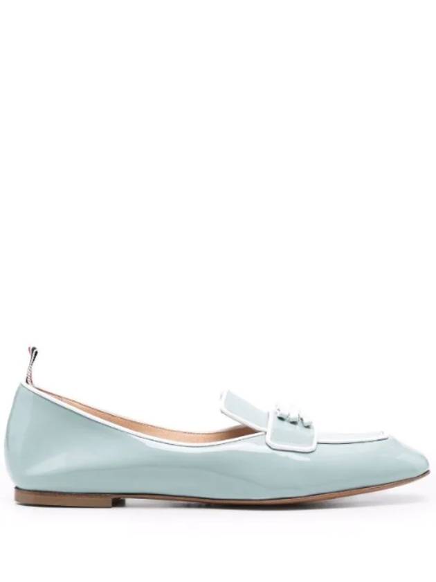 Bow Embellished Trimmed Leather Loafers Light Blue - THOM BROWNE - BALAAN 1