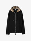 Check Hood Cotton Zip Up Hoodie Black Archive Beige - BURBERRY - BALAAN 3