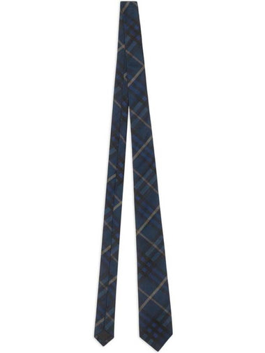 Check Pattern Silk Tie Midnight - BURBERRY - BALAAN 1