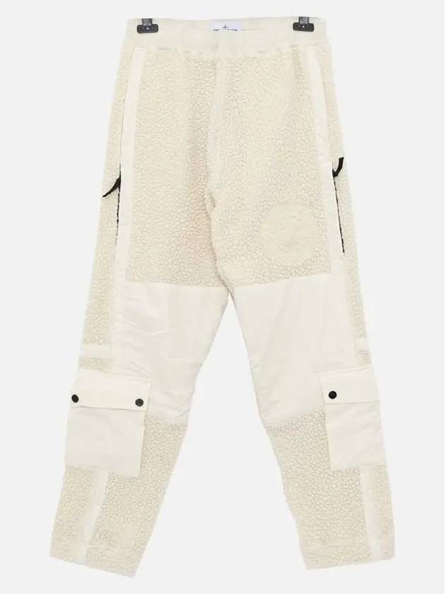 Embroidered Logo Furry Wool Track Pants White - STONE ISLAND - BALAAN 4