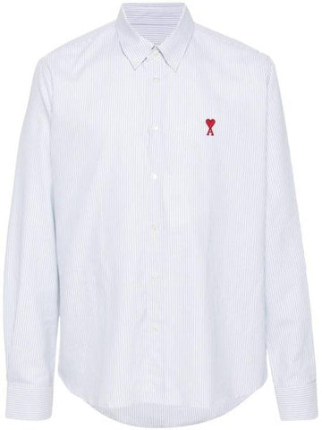 Button Down Long Sleeve Shirt White - AMI - BALAAN 1