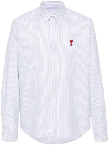 Button Down Long Sleeve Shirt White - AMI - BALAAN 1