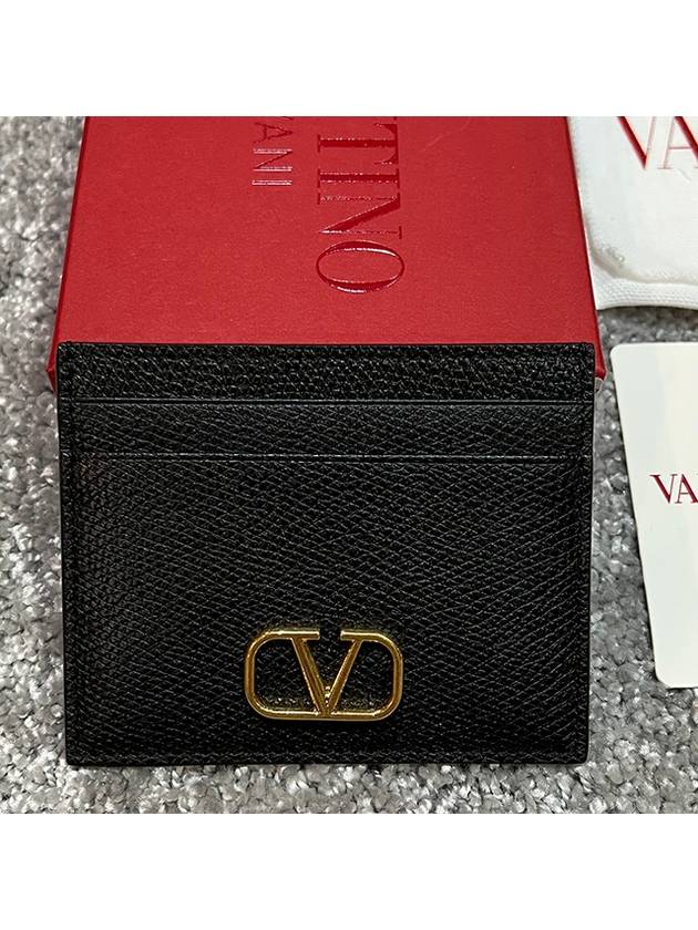 Signature V Logo Card Wallet Black - VALENTINO - BALAAN 4