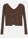 La Maille Pralu Longue Micro Charm Logo Cardigan Dark Brown - JACQUEMUS - BALAAN 4