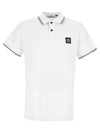 Logo Patch Short Sleeve Polo Shirt White - STONE ISLAND - BALAAN 3