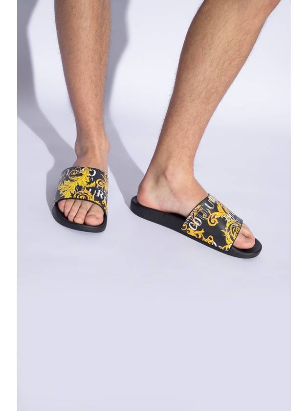 Logo Print Slippers Black - VERSACE - BALAAN 3