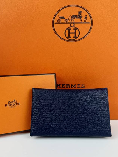 Calvi Duo Compact Card Wallet Navy - HERMES - BALAAN 2