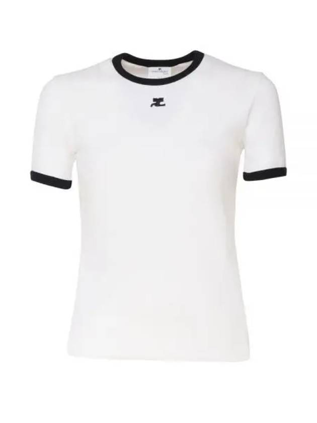 Contrast Signature Short Sleeve T-Shirt White - COURREGES - BALAAN 2