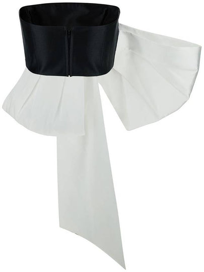 'Nadina' Black And White Top With Bow Detail In Silk Woman - SOLACE LONDON - BALAAN 2