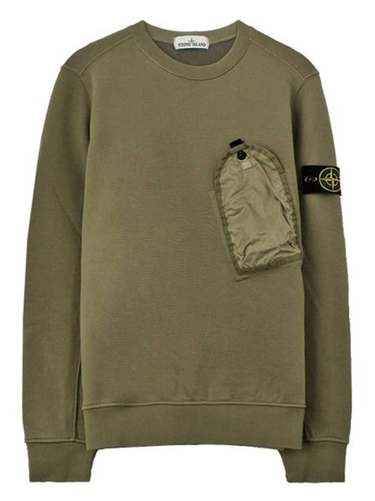 Wappen Rami Flock Pocket Sweatshirt Olive - STONE ISLAND - BALAAN.