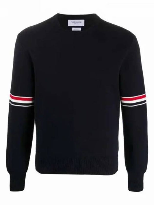 Men's Milan Stitch Armband Crew Neck Knit Top Navy - THOM BROWNE - BALAAN 2