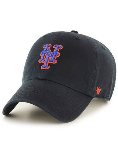 Baseball Cap MLB NY Big Logo New York Mets Premium Line Ball Black Blue - 47BRAND - BALAAN 1