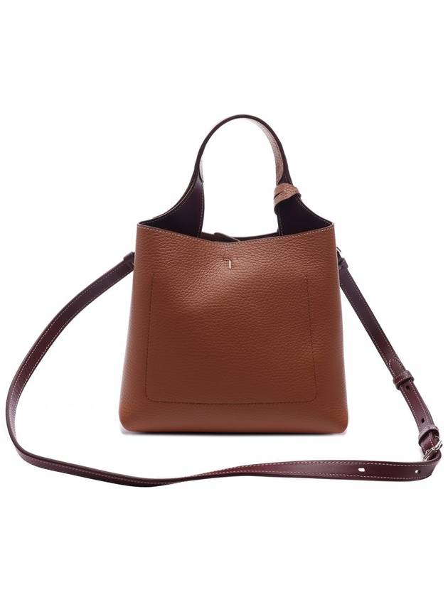 Logo Mini Leather Tote Bag Brown - TOD'S - BALAAN 5