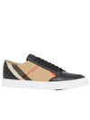 House Check Panel Leather Low Top Sneakers Black - BURBERRY - BALAAN 2