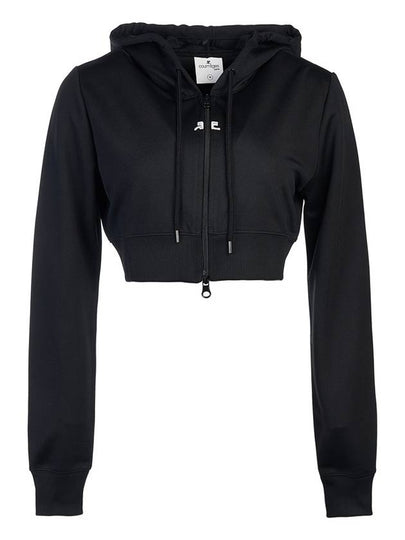 Crop Interlock Zip Up Hoodie Black - COURREGES - BALAAN 2