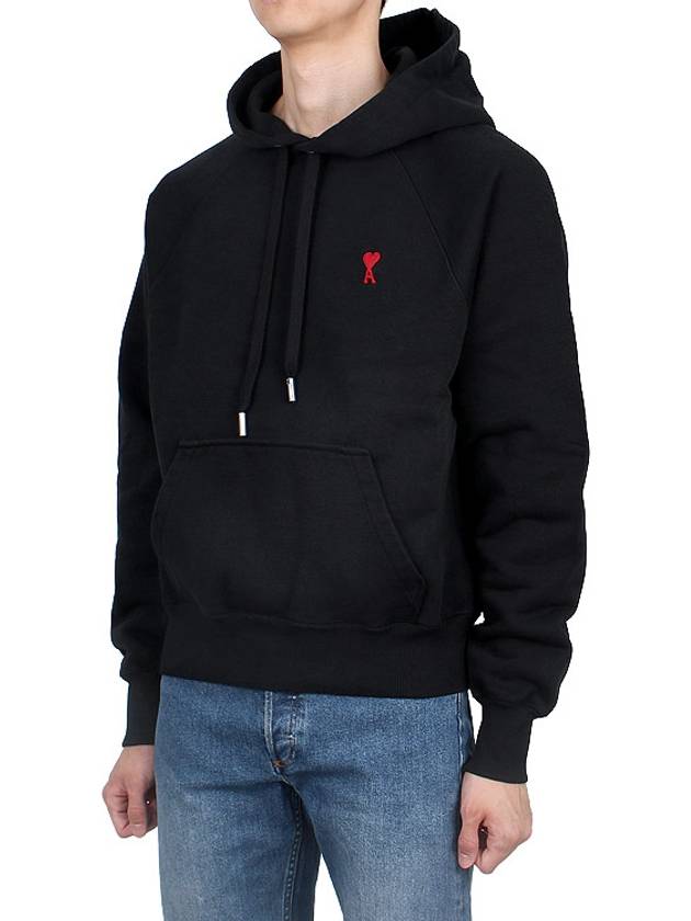 De Coeur Embroidered Logo Hoodie Black - AMI - BALAAN 4