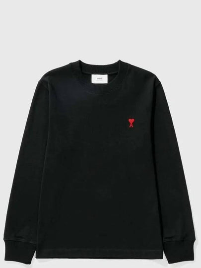 Small Heart Logo Long Sleeve T-Shirt Black - AMI - BALAAN 2