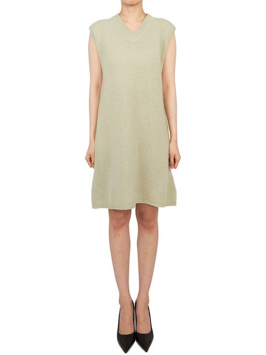 Women's V-neck Knit Midi Dress Green - MAISON MARGIELA - BALAAN 2