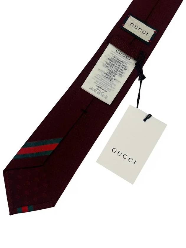 Web Bee Detail Silk Tie Dark Red - GUCCI - BALAAN 7