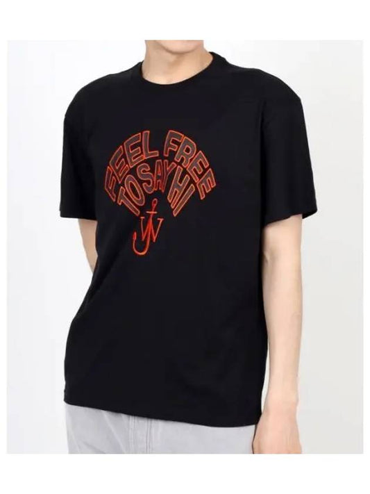 Slogan Embossed Crew Neck Short Sleeve T Shirt Black - JW ANDERSON - BALAAN 2