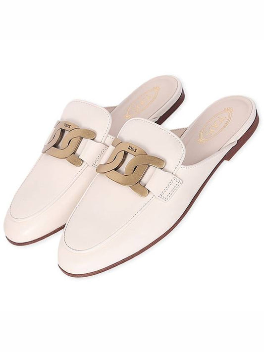 Metal Chain Leather Mule White - TOD'S - BALAAN 2