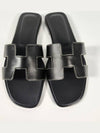 Oran Calfskin Slippers Noir Piqures Ecrues Black - HERMES - BALAAN 2