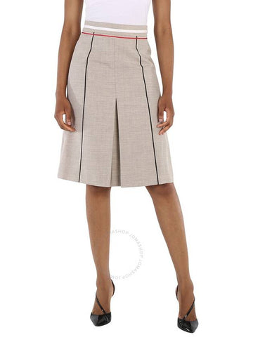 Burberry Ladies Ecru Box Pleat Detail Skirt, Brand Size 8 (US Size 6) - BURBERRY - BALAAN 1