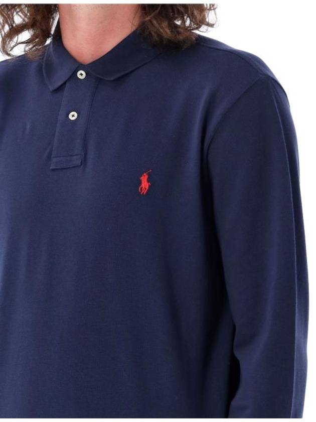 Embroidered Logo Slim Fit Polo Shirt Dark Blue - POLO RALPH LAUREN - BALAAN 4