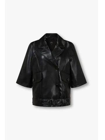 Women s Fake Leather Raglan Jacket Black - ARMANI EXCHANGE - BALAAN 1