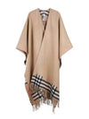 Reversible Check Wool Cashmere Cape Beige - BURBERRY - BALAAN 2