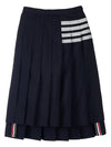 4 Bar Logo Plain Weave Wool Pleated Skirt Navy - THOM BROWNE - BALAAN 10