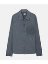 Flatt Nylon Logo Patch Zip Up Long Sleeve Shirt Grey - CP COMPANY - BALAAN 1