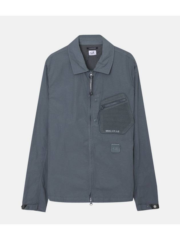 Flatt Nylon Logo Patch Zip Up Long Sleeve Shirt Grey - CP COMPANY - BALAAN 1