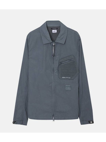 Flatt Nylon Logo Patch Zip Up Long Sleeve Shirt Grey - CP COMPANY - BALAAN 1