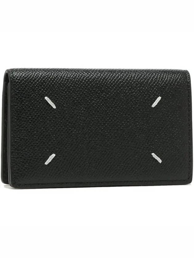 Stitched Leather Card Wallet Black - MAISON MARGIELA - BALAAN 2