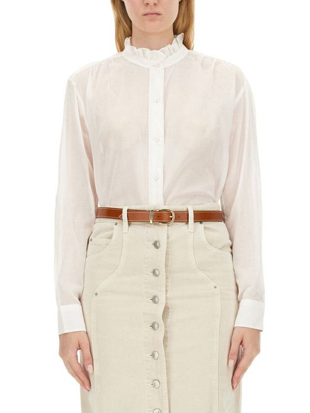 Gamble Organic Cotton Shirt White - ISABEL MARANT ETOILE - BALAAN 4