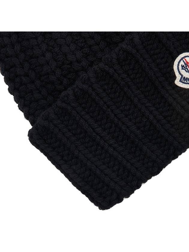 Logo Patch Cashmere Blend Beanie Black - MONCLER - BALAAN 9