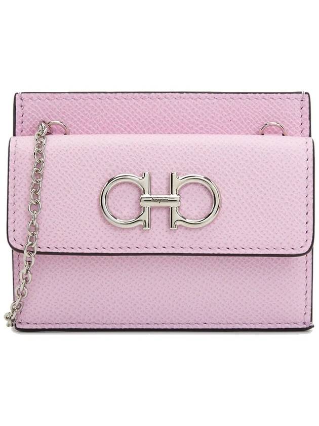 Gancini Leather Card Wallet Pink - SALVATORE FERRAGAMO - BALAAN 2