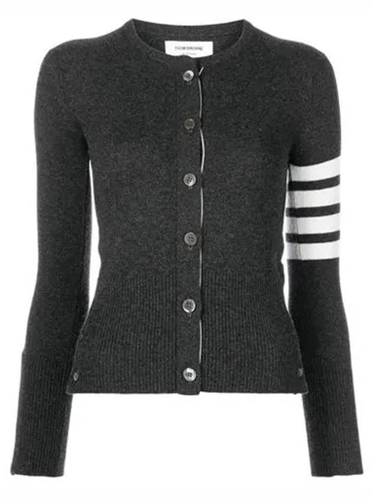 Cashmere Crew Neck Cardigan Dark Grey - THOM BROWNE - BALAAN 2