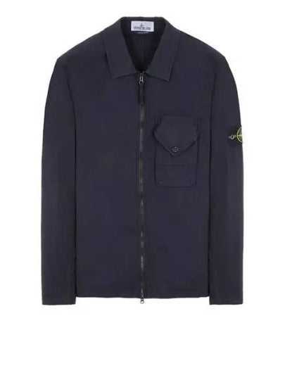 Stretch Cotton Gabardine Overshirt Jacket Navy - STONE ISLAND - BALAAN 2