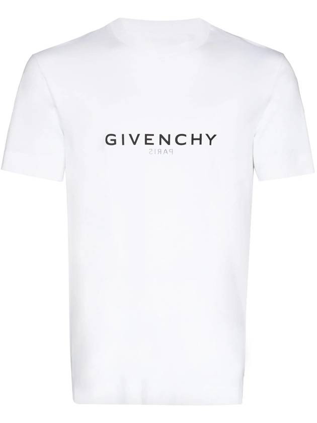 Men's Reverse Logo Round Slim Short Sleeve T-Shirt White - GIVENCHY - BALAAN 2