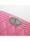 Women s Silver Boy Zipper Caviar Card Wallet Pink - CHANEL - BALAAN 7