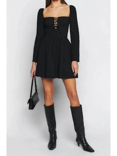 Lace up mini dress Johnny black - REFORMATION - BALAAN 1