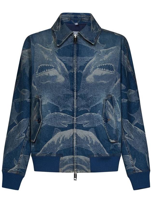 LIGHT AND DARK BLUE COTTON BLEND DENIM JACKET 8067642B5168 - BURBERRY - BALAAN 5